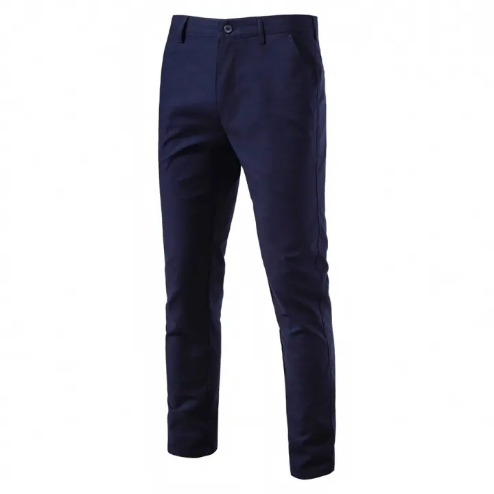 Otoño nuevos pantalones casuales de algodón y lino para hombres pantalones transpirables rectos juveniles de color sólido versátiles para hombres - 1