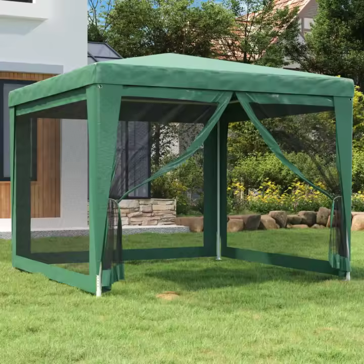 vidaXL Carpa para fiestas con 4 paredes de malla HDPE verde 3x3 m - 1