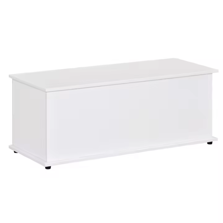 HOMCOM Baúl de Almacenamiento de Madera Taburete para Almacenaje con Tapa para Dormitorio Salón Carga Max. 120 kg 100x40x40 cm - 1