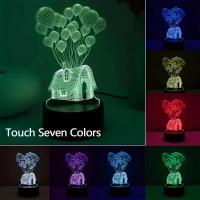 Lámpara De Ilusión Optica 3D Para Casa De Globos 7 Colores Cambiantes Luz Ambiental Para Dormitorio Con Toque - details 1