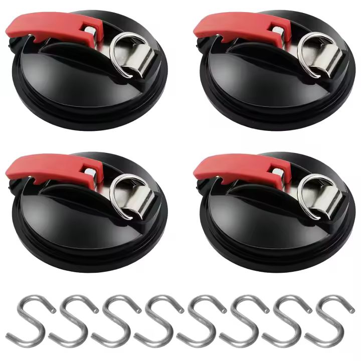 piezas de anclaje de ventosa con fijación de gancho de amarre, 8 piezas de ganchos de fijación en forma de S, gancho de fijación de ventosa para toldo para carpas laterales de automóvil, accesorio de lona para acampar - 1