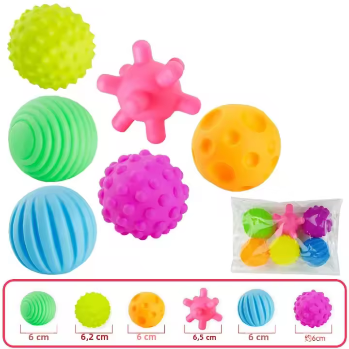 Juguete Sensorial Para Bebé Bolas Tactiles Con Ruidos Pelota De Toque Para Desarrollo Sensorial Infante Textura Suave Geométrica Inflable Musical - 1