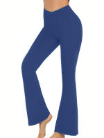 Leggings Flared Para Mujer Pantalones De Yoga Con Cintura Alta Control De La Panza Crossover Spandex Y Poliéster Talla True Fit - details 1