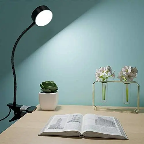 Lámpara de abrazadera USB, 25 LED 6W Lámpara de escritorio Abrazadera Protección ocular Lámpara de libro para niños con cuello de cisne flexible Lámpara de escritorio negra para leer en la cama Cabecera Trabajo artesanal Escritorio de estudio - 1