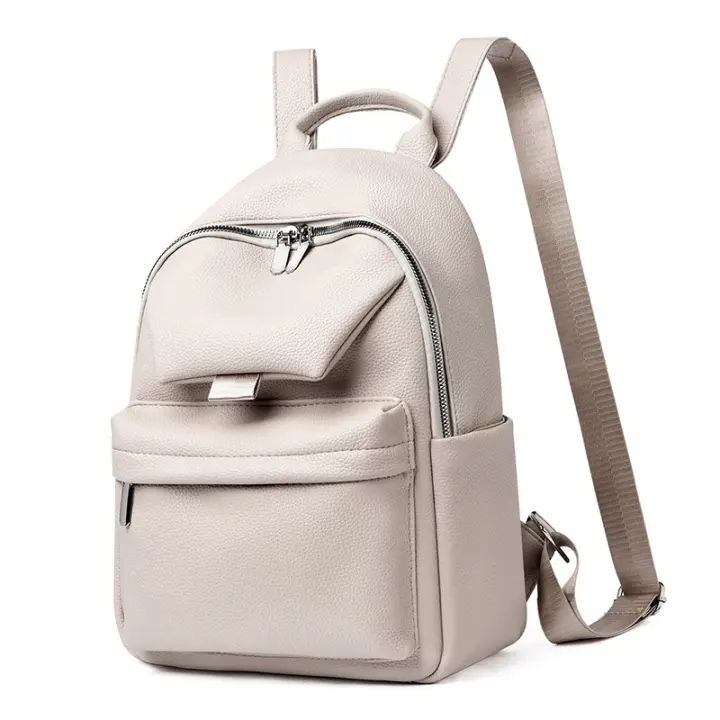 Mochila de color sólido para mujer, nuevo estilo, de PU, para viajes de ocio, mochila pequeña versátil, mochila escolar de moda para mujer - 1