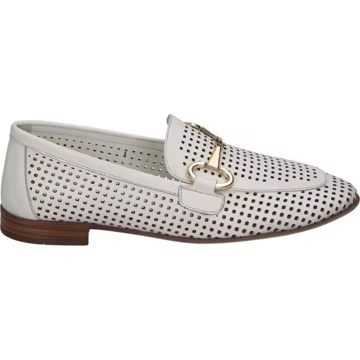 WALK & FLY | Mocasín de Piel Walk & Fly para Mujer – Zapato Plano en Color Blanco con Detalles – Mocasines sin Cierre – Piel – Cómodos – Alta Calidad – Modelo 35-48-700 - 1