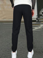 Pantalones Casuales Para Hombre De Color Sólido Con Cinturón Ajustable Y Bolsillos Estilo Regular Y Moda Pantalones Largos De Polyester - details 10