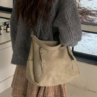 Bolso De Hombro Retro Para Mujer Con Correas De Cuero Frosted Gran Capacidad Bolsa Cruzada Para Comunicación Estilo Invierno - details 12