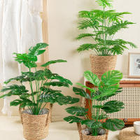 Planta Artificial De Monstera Grande 70cm Con 18 Hojas De Palma Falsa Para Decoración De Jardín Y Habitaciones Material Plástico Verde - details 2