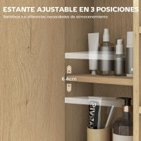 HOMCOM Armario de Baño con Espejo Armario de Pared Mueble de Baño con Estante Ajustable y 6 Compartimentos Abiertos 60x16x58,5 cm Roble - details 1
