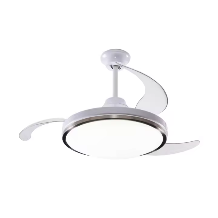 WellHome Ventilador de Techo con Luz LED Ø53x30cm 40W - Aspas retráctiles, Silencioso, 6 Velocidades, Mando a distancia y luz regulable en 3 tonos - 1
