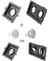 2/4pcs Negro/Blanco Cuadrado Inserción Aluminio Hierro Luz LED Tapa GU10MR16 Soporte De Bombilla Spot Luz Bajo Fijación Fixture - details 3