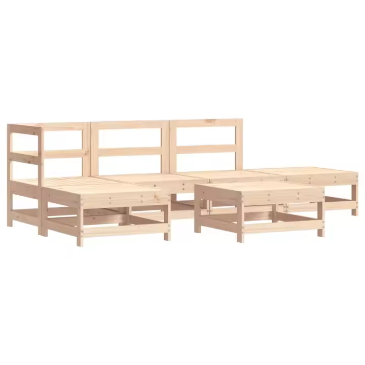vidaXL Juego de muebles de jardín 6 piezas madera maciza de pino - 1