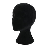 Soporte De Pelo De Espuma Multifuncional Para Mujer Modelo De Cabeza Ligera De Poliestireno Negro Tamaño 53.5cm Maniquí De Cabeza Para Exhibición Y Almacenamiento - details 0
