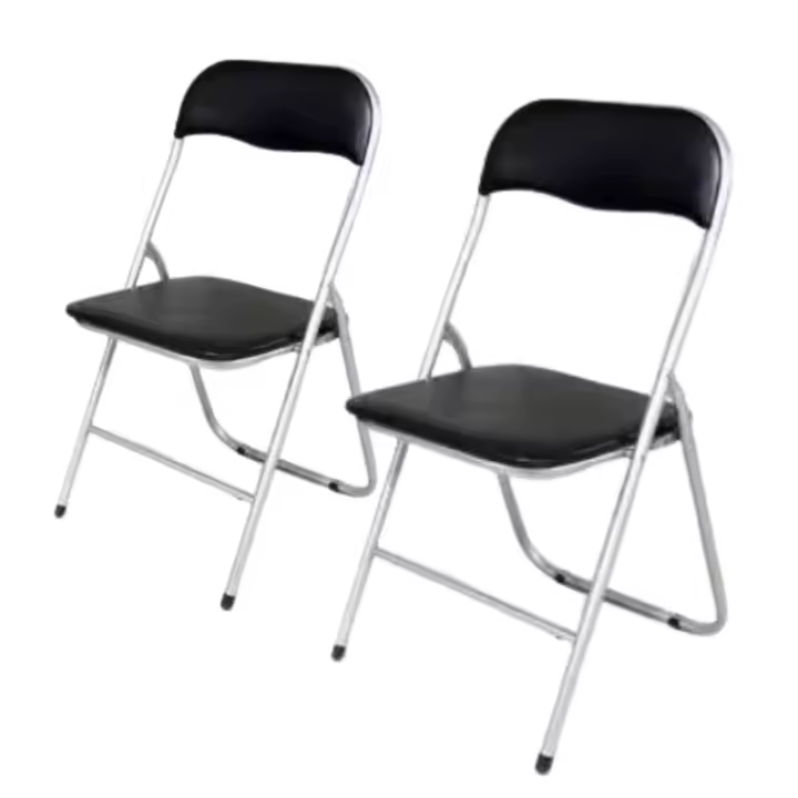LILI HOME Pack de 2 Sillas Plegables en Color Negro con Respaldo - Metal y PVC - 80 x 48 x 44 cm Gracias a su diseño funcional y moderno, son perfectas para el hogar, la oficina, eventos o reuniones. - 1