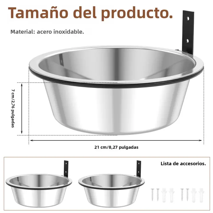 2 Pack Almohadillas De Comida Y Agua Para Perros Montadas En La Pared Acero Inoxidable Plegable De Alto Ajuste Para Gatos - 1