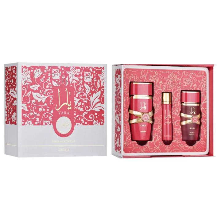 Lattafa - Set Yara Candy Eau de Parfum 100 ml con bruma capilar y mini perfume, aroma dulce frutal floral vainilla — oferta en Miravia