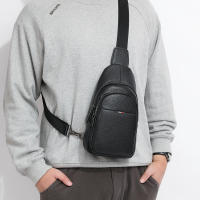 Bolsa De Pecho Para Hombre 100% Cuero Genuino Bolsa De Hombro Mensajero Casual Bandolera Estilo Fashion Bolsa De Mano Pura - details 7