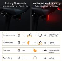 X-TIGER Luz Trasera Inteligente Para Bicicleta LED Luz De Bicicleta De Montaña Impermeable Alerta Luz Trasera Para MTB Y Ciclismo En Carretera Lámparas De Bicicleta - details 3