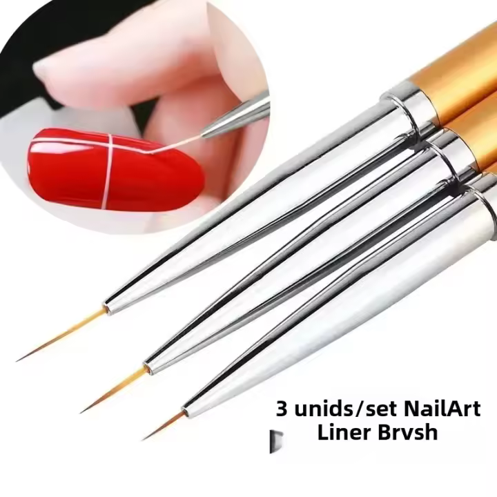 3Pcs Línea De Uñas Acrílicas Francesas Con Dibujos Para Arte De Uñas Y Gel UV Pincel De Manicura Herramientas DIY - 1