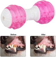 Perro Molar Juguete, Durable Juguete Mida Resistente Pet Molar Limpieza Dientes Juguetes Barbell Forma Mascotas Suministros para Varios Tipos de Perros (Rosa) - details 3