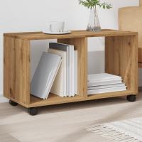 vidaXL Armario con ruedas madera ingeniería 72x33x42,5 cm en color Roble Sonoma/artisian oak/Blanco y más | almacenamiento funcional diseño moderno para baño dormitorio sala - details 1