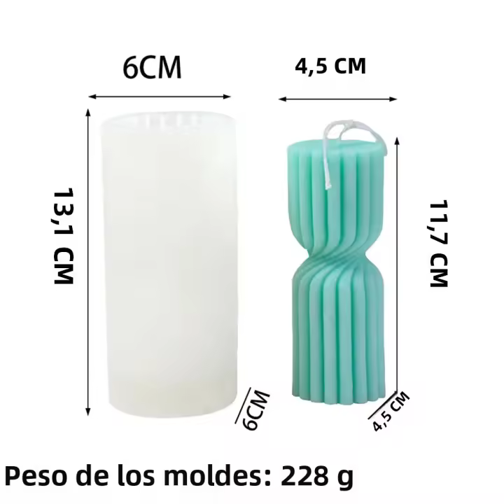Molde De Vela De Silicón En Forma De Cilindro Para Velas De Estriado DIY Para Decoración De Mesa Y Regalos Hechos a Mano - 1