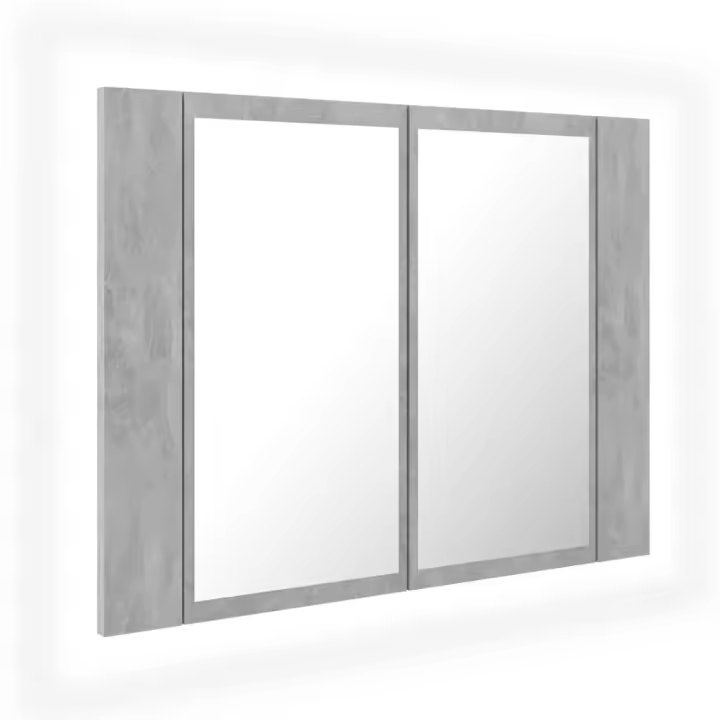 Espejo Baño Luz LED acrílico gris Hormigón 60x12x45 cm - 1
