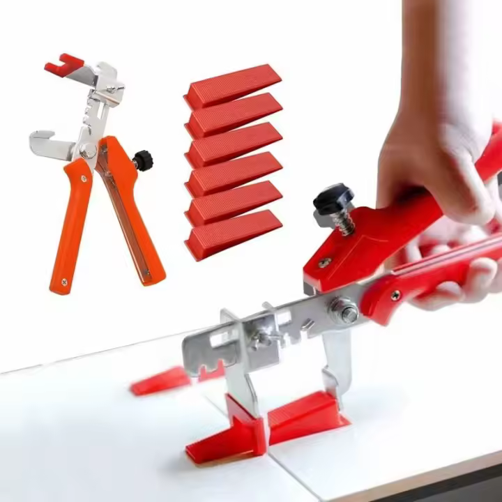 -- Kit de sistema de nivelación de nivelador de azulejos para herramientas de construcción de paredes de cerámica (200 cuñas + 1 abrazadera (color aleatorio)) - 1
