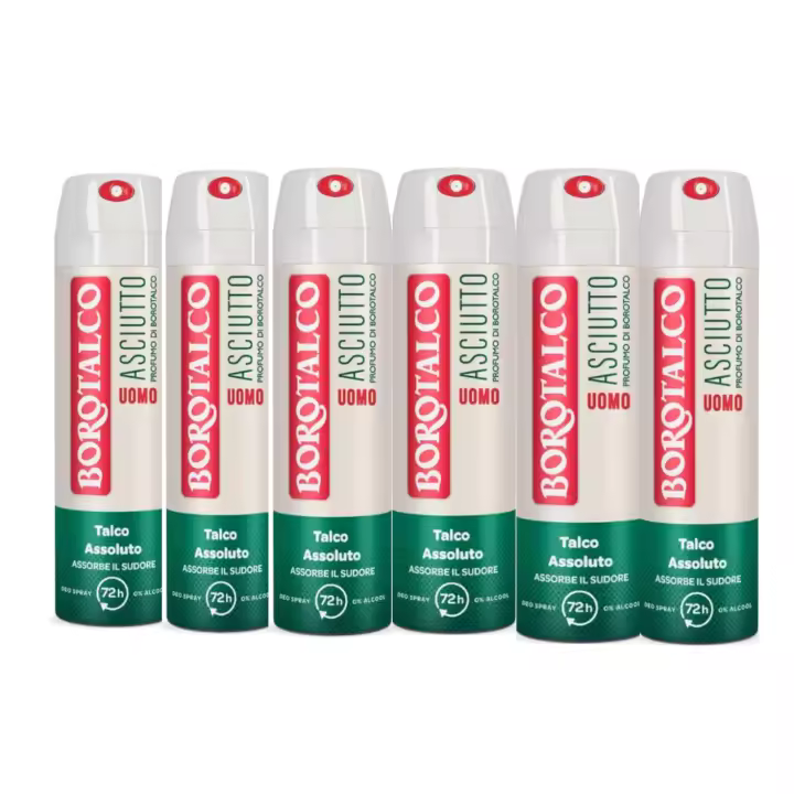 Borotalco - Desodorante Invisible en Spray para Hombre, Fórmula Sin Alcohol, Antimanchas 72h - Pack 6x150 ml - 1