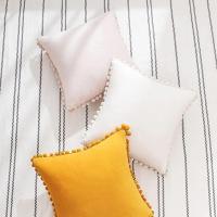 Funda De Cojín De Velours Con Pompom Tamaño 30x50cm 45x45cm 50x50cm Lujo Rustico Para Sofa Dormitorio Y Coche Estilo Americano - details 5