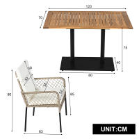 Juego de 5 piezas de Mesa y sillas de Coqueto al Aire Libre para 4 personas, tablero de Madera de Acacia maciza, Sillas envuelve de trinquete PE para venir en patio trasero y Jardín - details 6
