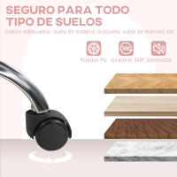 HOMCOM Silla de Oficina Giratoria Silla de Escritorio sin Brazos con Altura Ajustable Tapizado en Felpa y Respaldo Alto Silla de Estudio Carga 120 kg Multicolor - details 2