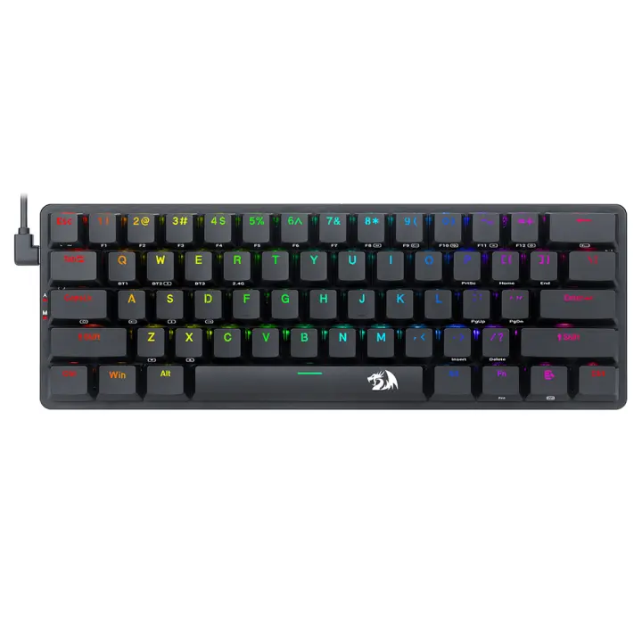 Teclado mecánico inalámbrico Redragon K615P-KBS Elise Pro, Bluetooth de tres modos, RGB, ultradelgado de perfil bajo, interruptores azules, 20 efectos de iluminación diferentes, 3 modos de conexión, compatible con Windows XP/Vista/7/8/10 - 1