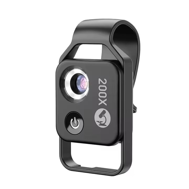 Microscope with clip para teléfono móvil, microscope para teléfono móvil de 200 augmentos con portaobjetos, adaptado para que los Niños exploren el mundo en miniatura - 1