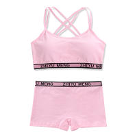 Conjunto De Ropa Interior Para Niñas Adolescentes 2 Piezas Almohadillado De Algodón Con Tirantes Cruzados Sujetador De Entrenamiento Y Bragas Estilo Deportivo Adecuado Para Edad 7-13 Años - details 5