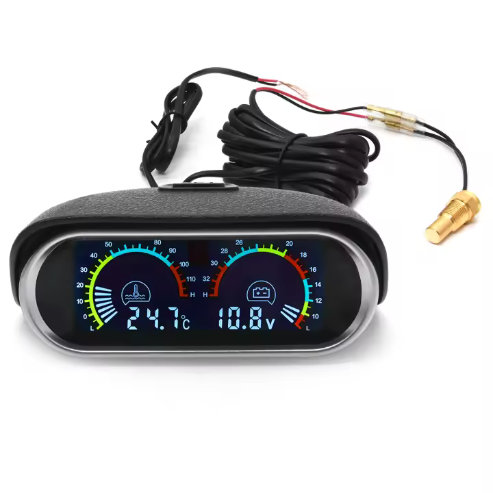 Gauge De Temperatura De Agua Para Coche 2 En 1 Con Sensor De Temperatura Y Voltímetro Digital Horizontal 12v 24v Accesorios De Medidor De Agua - 1