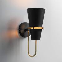 Lámpara de pared de cuerno colorido, nórdico moderno E27 lámpara de pared de metal, lámpara de pared de latón de estilo industrial para restaurante pasillo dormitorio sala de estar-Negro - details 0