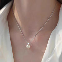 El collar de perlas de mujer es noble, elegante y versátil, collar de clavícula, collar de plata - details 0