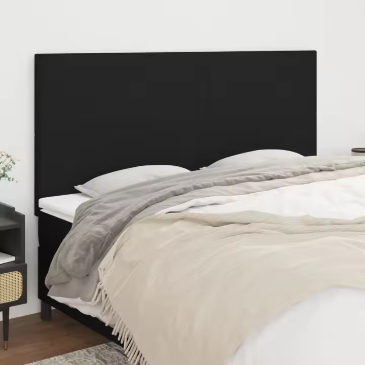 vidaXL Cabeceros 4 unidades de tela negro 90x5x78/88 cm - 1