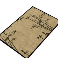 Tapete de baño con temática Asiática, Diseño de Hojas y Raíces inspiradas en color degradado, Impresión de viajeros, Tapete de Felpa para decoración de baño con respaldo antideslizante,Adecuado para baño, entrada, Cocina. - details 0