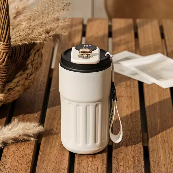Taza De Café Inteligente De Viaje 450ML Termo De Acero Inoxidable Con Pantalla LED Y Termómetro Botella De Vaciado Portátil Termo Aislado - 1