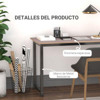 HOMCOM Mesa de Ordenador Mesa de Comedor Escritorio para Hogar Oficina con Pies Ajustables Mobiliario Simple de Oficina 120x60x76cm Carga 100 kg Marco Metal - details 4
