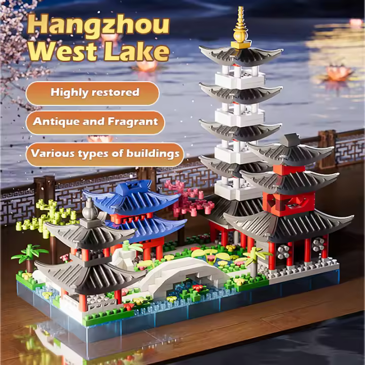 China-Chic Building Block Toys Hangzhou West Lake Scene Building Model Ornaments Micro particle puzzle assembled toys - 1