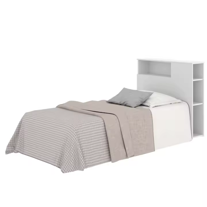 DEKIT GRUPO RIMOBEL TEN - CABECERO CON ESTANTES PARA CAMA 90 - BLANCO - 96 x 23,4 x 99 - 1