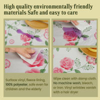 Mantel Redondo Vinilo Con Espalda De Terciopelo Tamaño 120cm Estampado Floral Cubierta Elástica Para Comedor Al Aire Libre Picnic - details 2