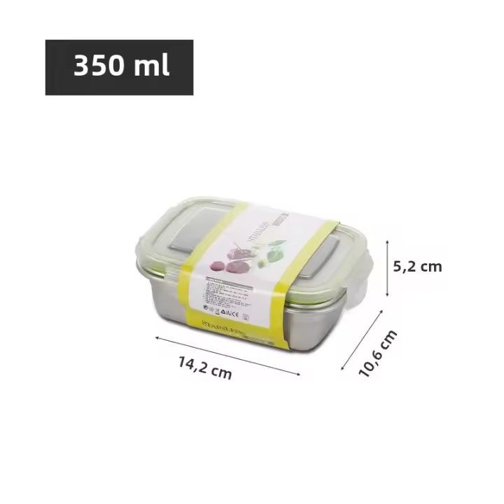 Caja De Almuerzo Aislante De Acero Inoxidable 304 Con Tapa Sellada Y Antigrasa Caja De Frutas Y Dumplings Para Almacenamiento En Refrigerador - 1