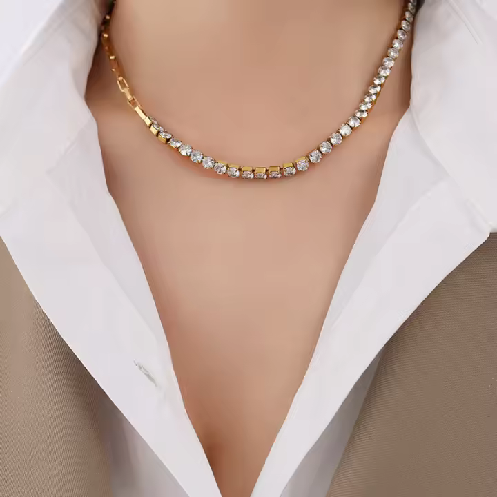 Geometría Loop Set Kit Surtido Formas Redondo Corazón Rectángulo Cube Zirconia CZ Tenis Cadena Collar 1 - 1