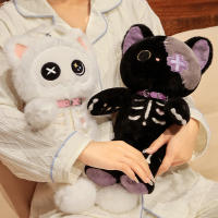 Muñeco De Peluche Gato Esqueleto Negro Kawaii Creativo Animal De Peluche Cojín Gótico Para Niños Regalos De Halloween Tamaño 40cm Relleno De Algodón PP - details 12