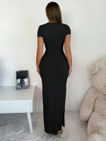 Vestido Largo De Mujer Con Falda De Pitillo Y Diseño De Abertura En La Manga Corta Estilo Francés Y Senior Vestido De Y2k Para Mujer - details 4